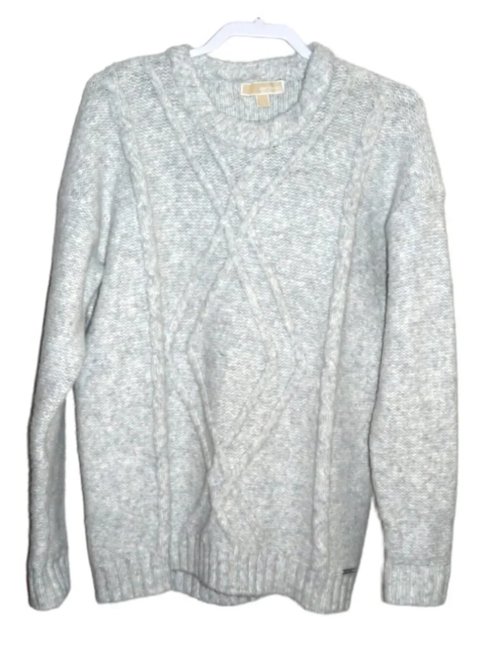 Michael MICHAEL KORS gray cable knit heavier pullover sweater Women's size L